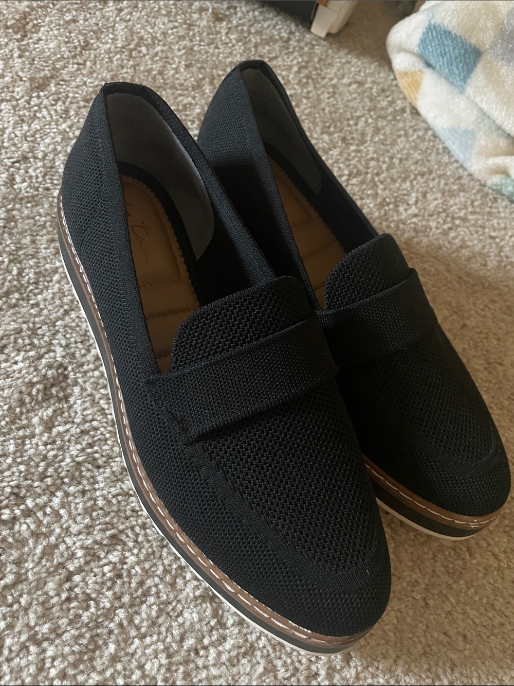 Women’s Black Knit Slip-On Loafers